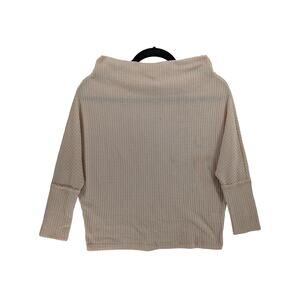 Umgee Foldover Sweater Medium Cream Beige Top Boat Neck Dolman‎ Sleeves Oversize